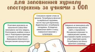 Фрази для заповнення журналу спостережень за учнями з ООП