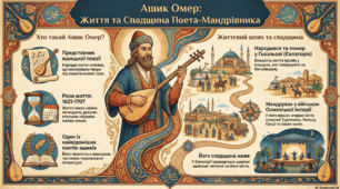 Ашик Омер: доля і творчість. Вірш «Скажи-но, душе…» (переспів О.Гончаренка)– ліричний роздум про сенс існування людини на землі, про джерела добра і зла. Східний колорит художнього стилю твору.