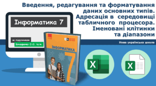 7 клас НУШ - Введення, редагування та форматування даних основних типів. Адресація в середовищі табличного процесора. Іменовані клітинки та діапазони. ГР1ГР2ГР3ГР4
