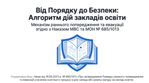 порядок раннього попередження та евакуації учасників освітнього процесу в разі нападу або ризику нападу на заклад освіти