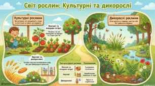 Навчальна картка на тему «Світ рослин: Культурні та дикорослі»