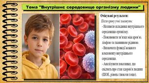 Внутрішнє середовище організму людини. Біологія. 8 клас (НУШ). До підручника Балан П., Козленко О. та ін.