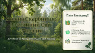 Різноманітність рослинності України. Закономірності по- ширення рослинного покриву. Червона та Зелена книги України. Рослинні ресурси, їх охорона й відтворення.
