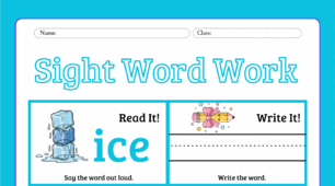 Sight Word Work: Ice