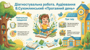 Діагностувальна робота. Аудіювання  В.Сухомлинський "Прогаяний день".