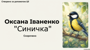 Презентація до уроку літературного читання. Робота з дитячою книжкою. Оксана Іваненко "Синичка"
