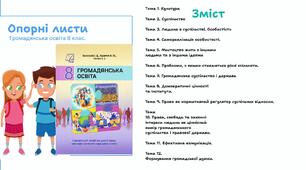 Комплект: опорні листи і тематичні таблиці до всього курсу "Громадянська освіта 8 клас"