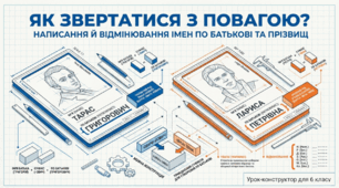 Написання та відмінювання чоловічих та жіночих імен по батькові 6 клас