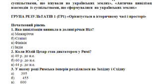 Історія (інтегрований курс)  6 клас  Підсумкова робота   за ІІ семестр  (за групами результатів)