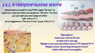 § 8.2. ФУНКЦІОНУВАННЯ ШКІРИ