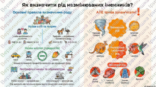 Інфографіка до уроку української мови у 6 класі " Рід незмінюваних іменників"