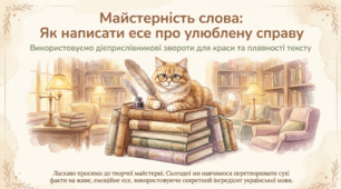 Письмове есе в художньому стилі про виконання улюбленої справи з використанням дієприслівникових зворотів (за планом)