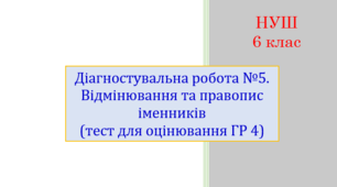 Діагностувальна робота №5. Відмінювання та правопис іменників (тест для оцінювання ГР 4)