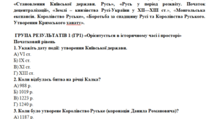 Історія України  7 клас Підсумкова робота   за рік Історія  України (за групами результатів) для учнів, що навчаються   на екстернаті.