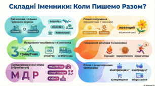 Інфографіка "Правопис складних іменників"