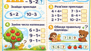 Вивчення математики через гру,  1 клас