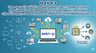 Шаблон наказу Про організацію участі педагогів у пілоті “Гроші ходять за вчителем" (платформа Вектор)»