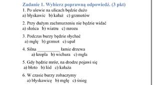 Самостійна робота з польської мови для 8 класу (майбутній час + тематичні слова «Прогноз погоди»