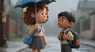 UMBRELLA DAY: Work on Video Learn English Through Story 😍 | Easy A2 English Story for Beginners | The Little Blue Umbrella ☔