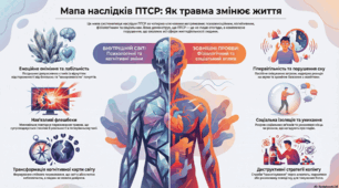 Інфографіка "Мапа наслідків ПТСР: як травма змінює життя"