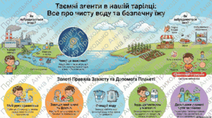 Місія "Таємні агенти в нашій тарілці" або яка цінність чистої води та корисних продуктів харчування. (Презентація, інфокартка,  плакат). Дошкілля + НУШ.