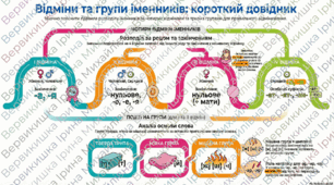 Інфографіка до уроку української мови у 6 класі " Відміни й групи іменників"