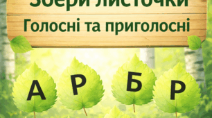 Дидактична гра "Збери листочки. Голосні та приголосні"