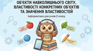 Урок 12. . Об’єкти навколишнього світу, властивості конкретних об’єктів та значення властивостей