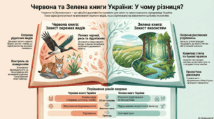Інфографіка на тему "Червона та Зелена книга України"
