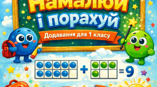 Математична вправа "Намалюй і порахуй". Додавання в межах 10.