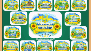 «Міста-герої України» оформлення дошки, класу. Набір із 26 міст.