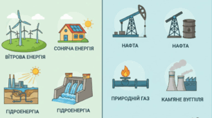 Розподіліть джерела енергії у відповідні комірки.