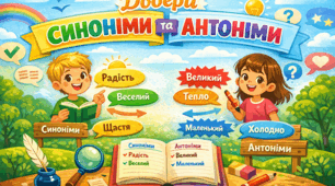 Дидактичне завдання з української мови "Добери синоніми та антоніми"