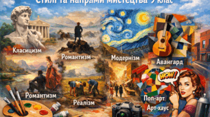 Тести з мистецтва для 9 класу НУШ "Стилі та напрями мистецтва" за І семестр.