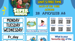 Super Minds 2 (Second Edition), Unit 5 "Free time"  Flashcards (Days of the week, Actions)  