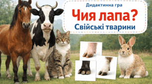 Дидактична гра "Чия лапа? Свійські тварини"