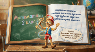 Закріплення вивчених таблиць множення і ділення. Розв’язування задач на ділення на рівні частини. Математика 2 клас