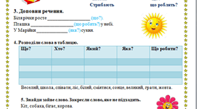 Формування уявлень про частини мови.