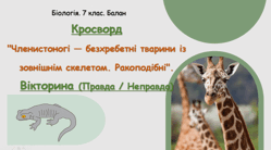 Кросворд "Членистоногі — безхребетні тварини із зовнішнім скелетом. Ракоподібні". 🧠 Вікторина (Правда / Неправда)