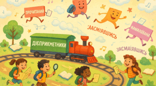 Із заповненням пропусків у тексті.  «Мовний експрес: Дієприкметник чи дієприслівник?»