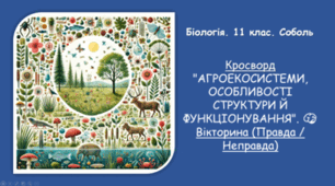 Кросворд "АГРОЕКОСИСТЕМИ, ОСОБЛИВОСТІ СТРУКТУРИ Й ФУНКЦІОНУВАННЯ". 🧠 Вікторина (Правда / Неправда)