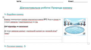 Діагностувальні роботи для 2 класу з предмету "Я досліджую світ" на тему : "Природа взимку"