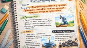 Конспект уроку " Поширення вуглеводнів у природі. Природний газ, нафта, кам’яне вугілля – природні джерела вуглеводнів.