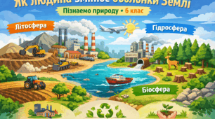 Як людина змінює оболонки Землі. 6 клас НУШ. Підручник Т.Коршевнюк, О.Ярошенко.