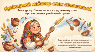 Письмове есе в художньому стилі про виконання улюбленої справи з використанням дієприслівникових зворотів (за планом)