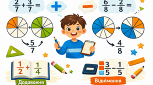 Додавання та віднімання дробів з однаковими знаменниками