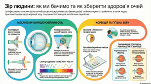 Інфографіка з біології для 8 класу до теми: Особливості функціонування ока людини. Гігієна зору