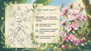 Докладний письмовий переказ тексту, що містить опис природи