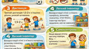 Правила безпечної поведінки на уроці фізичної культури в укритті: пам’ятка, тест, плакат