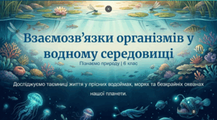 Які взаємозв’язки організмів у прісній водоймі, морі чи океані